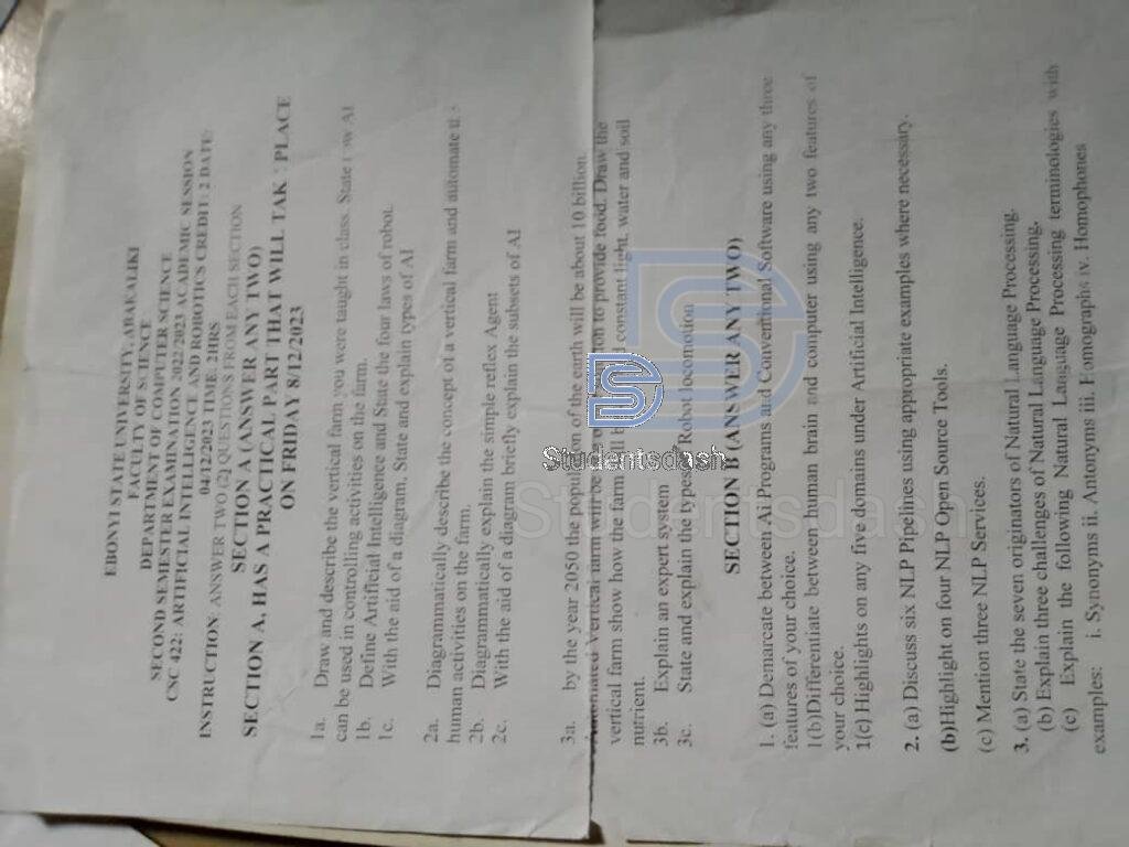 CSC 422 Past Questions And Answers 2023