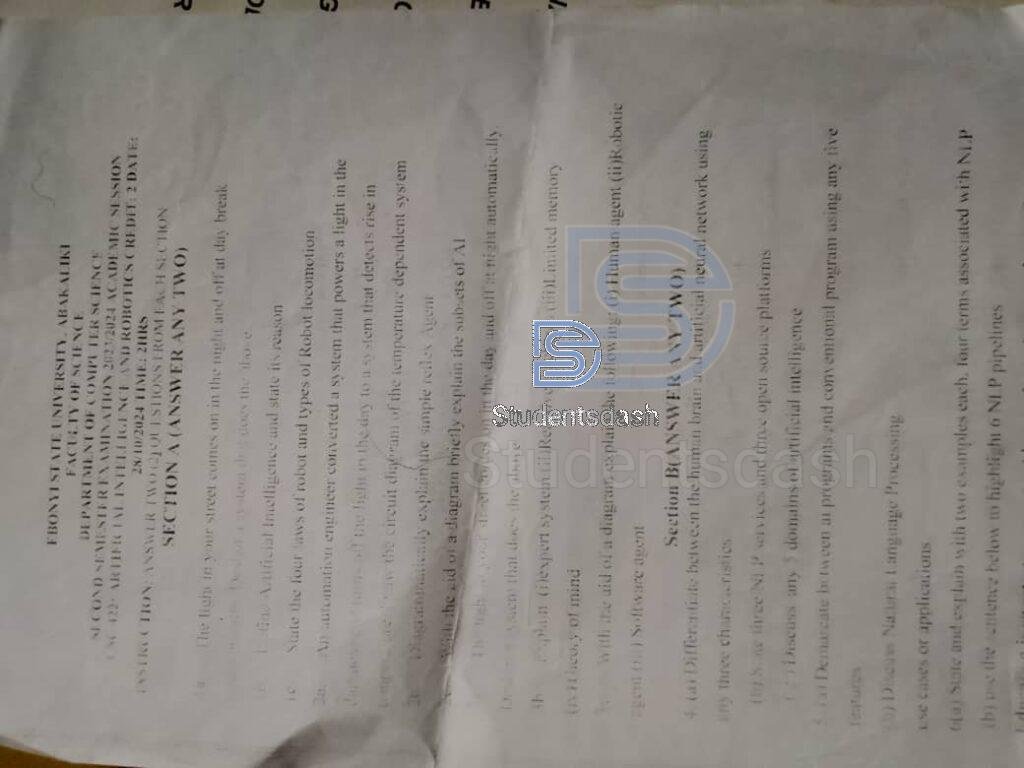 CSC 422 Past Questions and Answers
