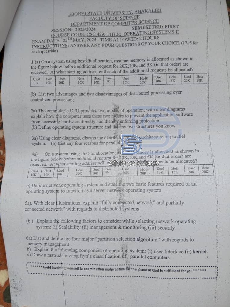 CSC 429 Past Questions and Answers