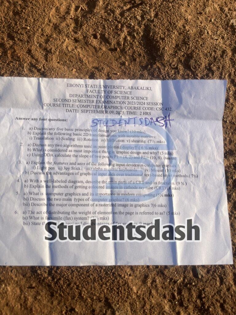 CSC 432 Past Questions and Answers
