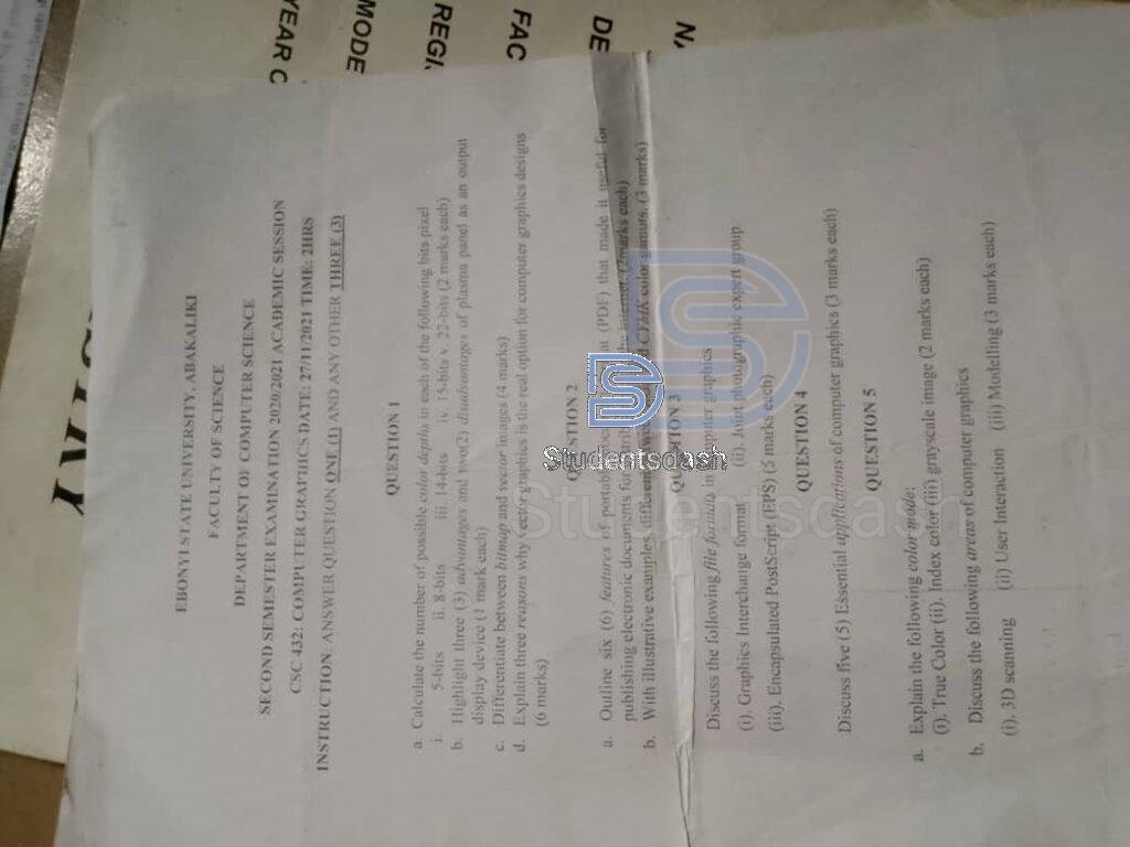 CSC 432 Past questions and Answers 2021