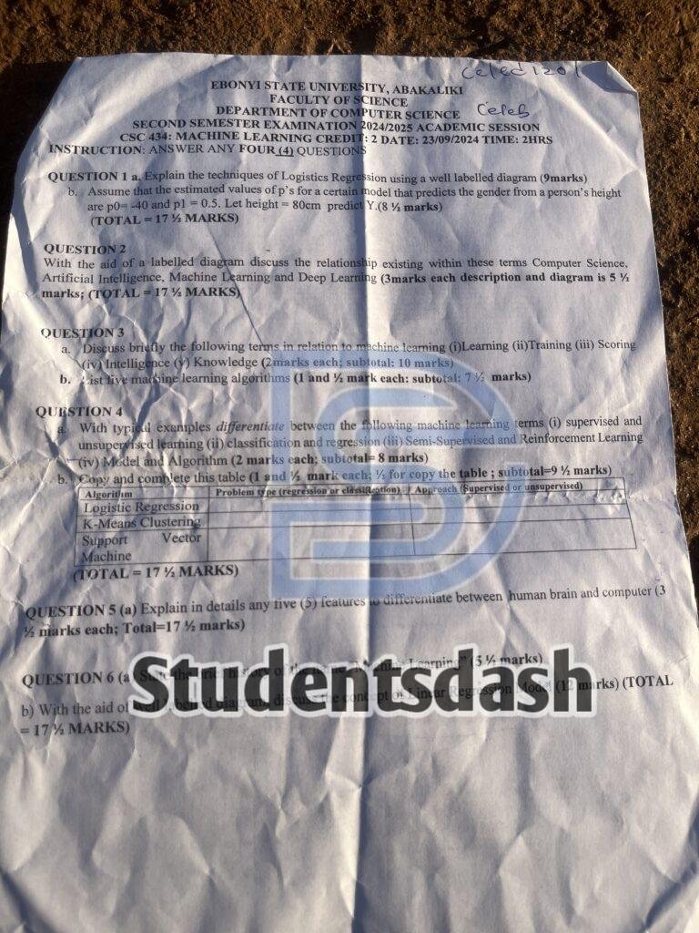 CSC 434 Past Questions and Answers