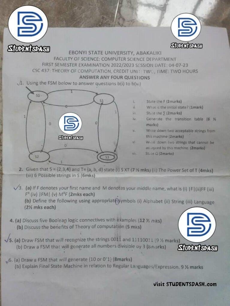 CSC 437 Past Questions and Answers