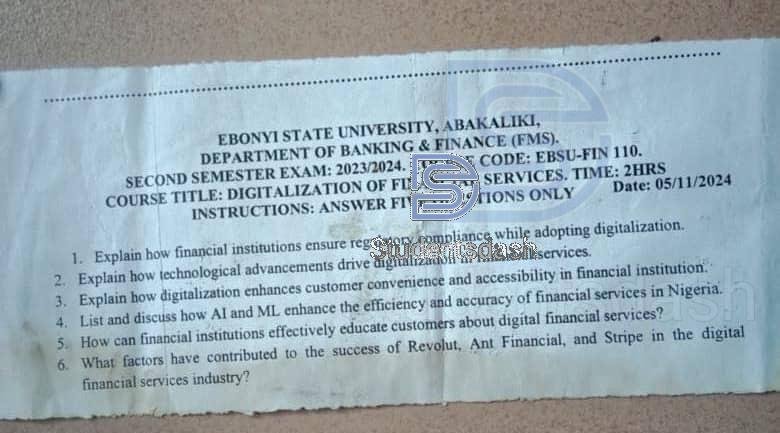 EBSU FIN 110 Past Questions and Answers 2024