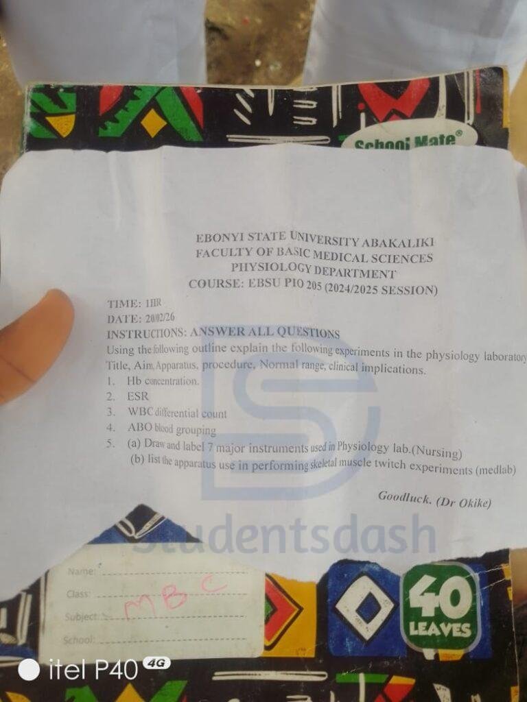 EBSU PIO 205 Past Questions and Answers