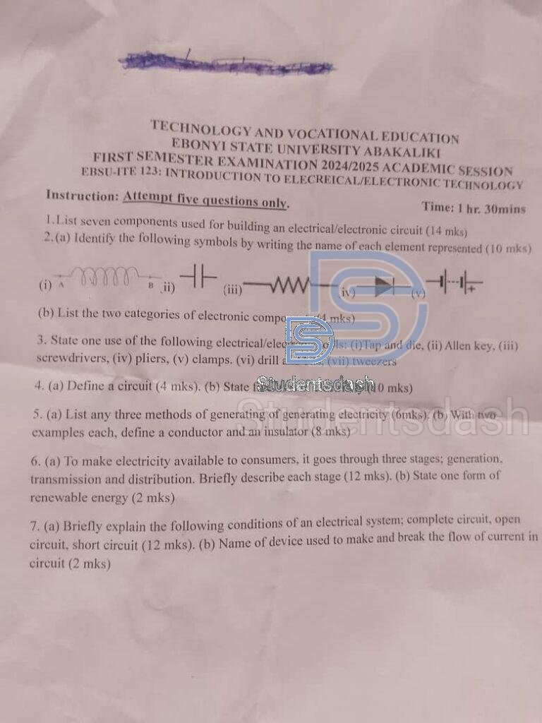EBSU-ITE 123 Past Questions and Answers