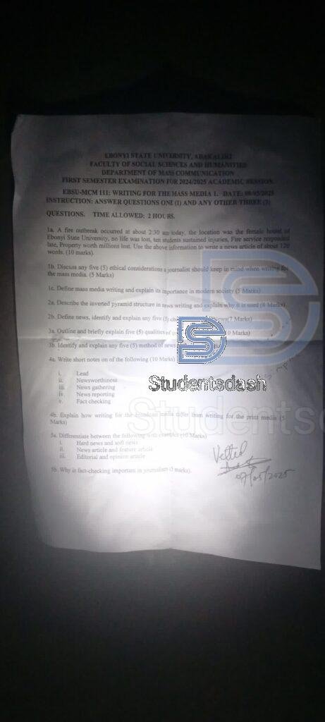 EBSU-MCM 111 Past Questions and Answers 2025
