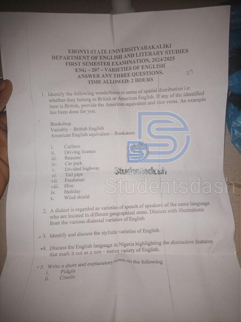 ENG-207 Past Questions and Answers