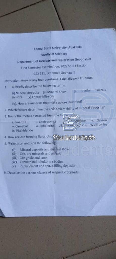 GEX 331 Past Questions and Answers