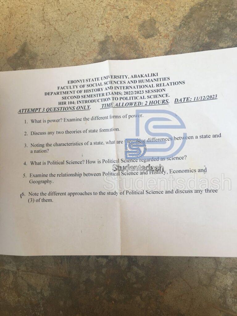 HIR 104 Past Questions and Answers 2024