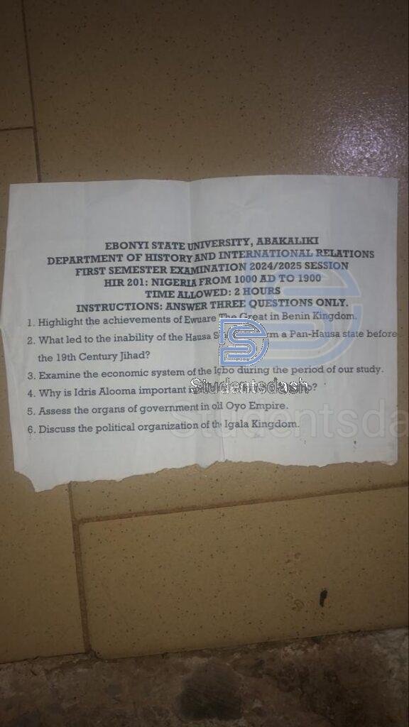 HIR 201 Past Questions and Answers 2025