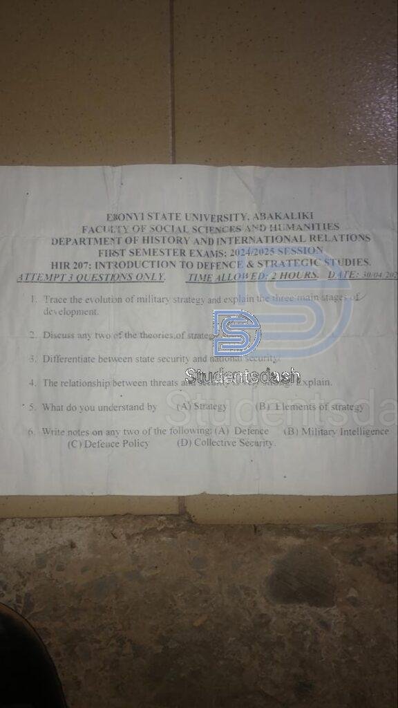HIR 207 Past Questions and Answers 2025