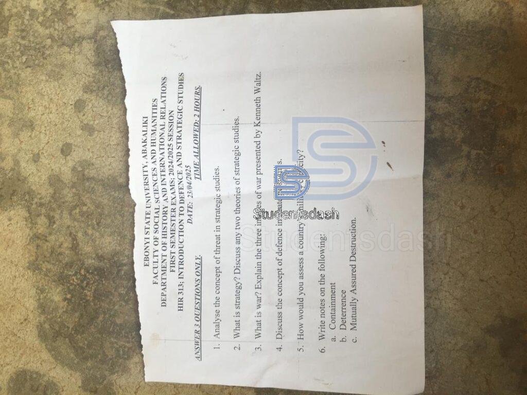 HIR 313 Past Questions and Answers