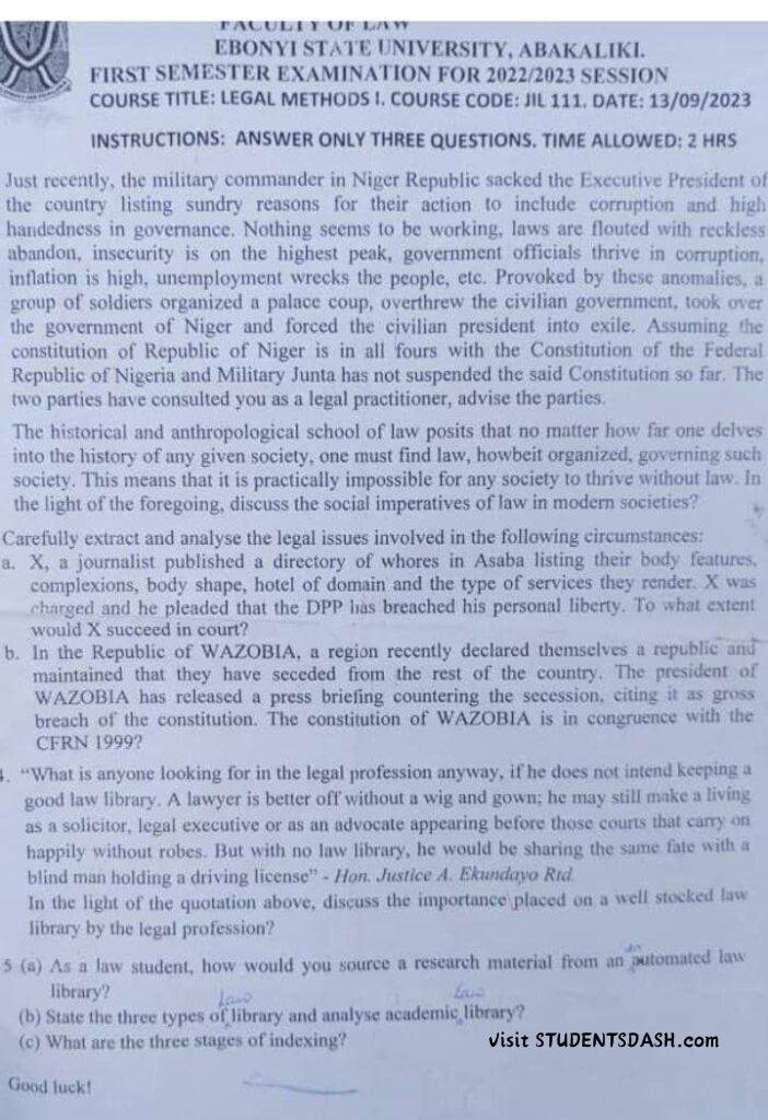 JIL 111 Past Questions and Answers 2023