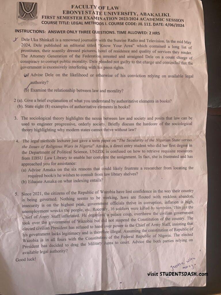 JIL 111 Past Questions and Answers 2024