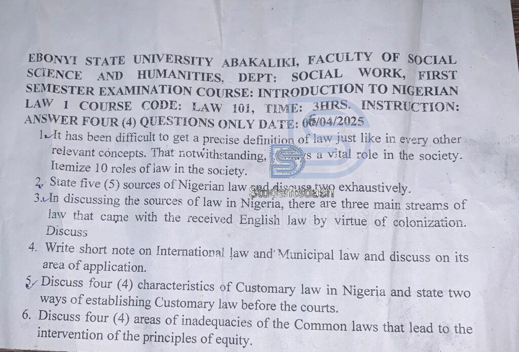LAW 101 Past Questions and Answers 2025