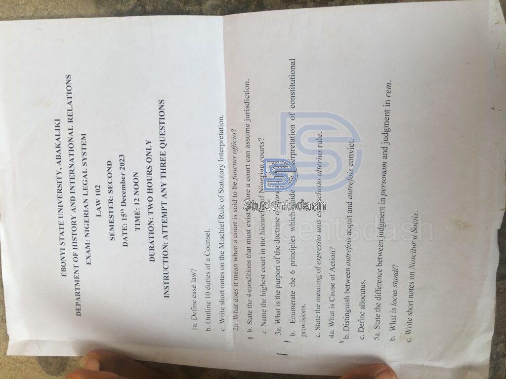 LAW 102 Past Questions and Answers 2023