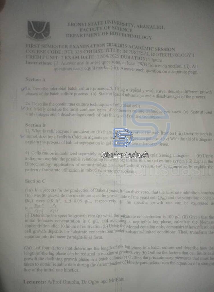 MCH 335 Past Questions and Answers