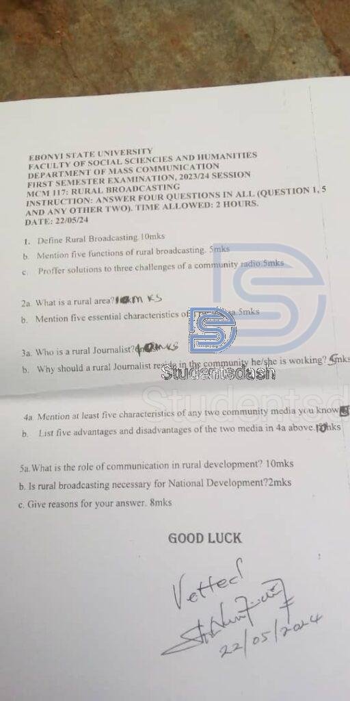 MCM 117 Past Questions and Answers 2024
