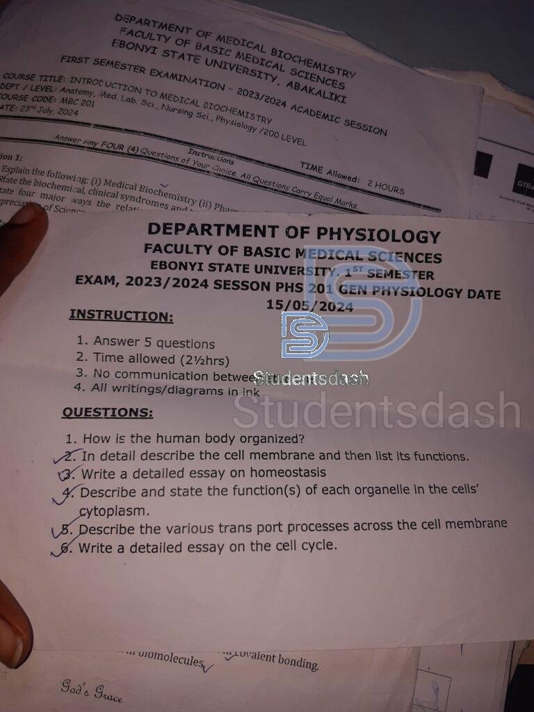 PHS 201 Past Questions and Answers 2024