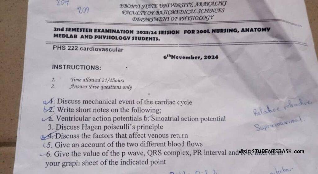 PHS 222 Past Questions and Answers