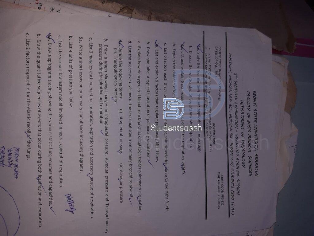PHS 232 Past Questions and Answers 2024