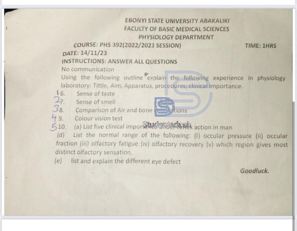 PHS 392 Past Questions and Answers