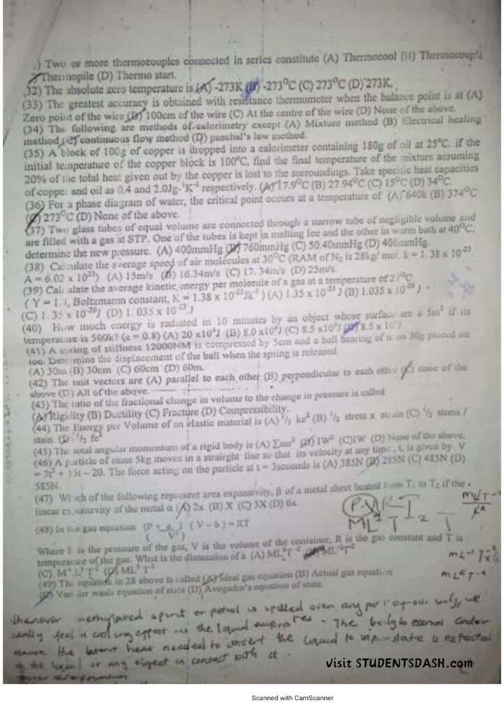 PHY 101 Past Questions and Answer (2020_2021)