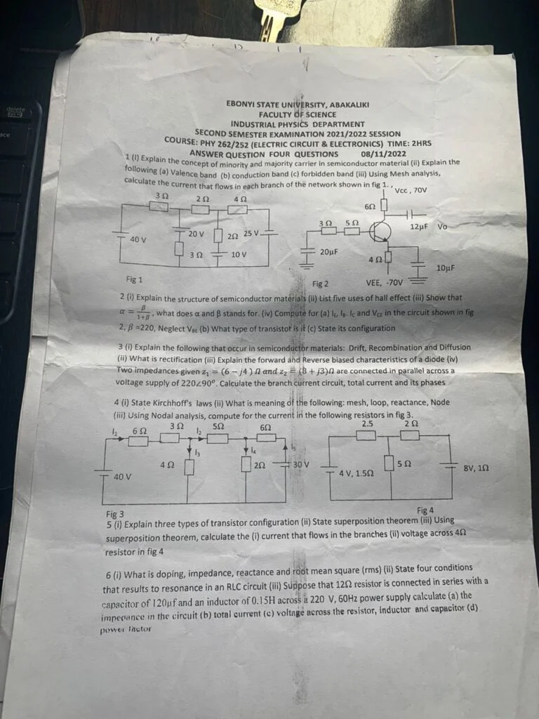 PHY 262_252 Past Question and Answers