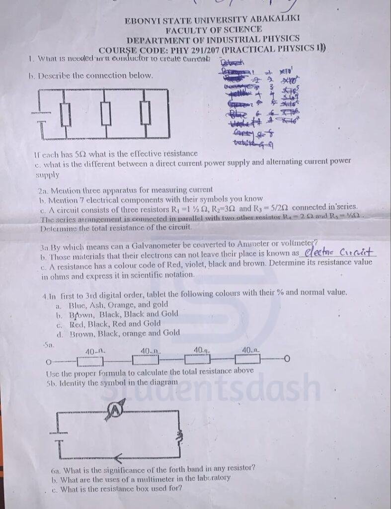 PHY 291 _ PHY 207 Past Questions and Answers