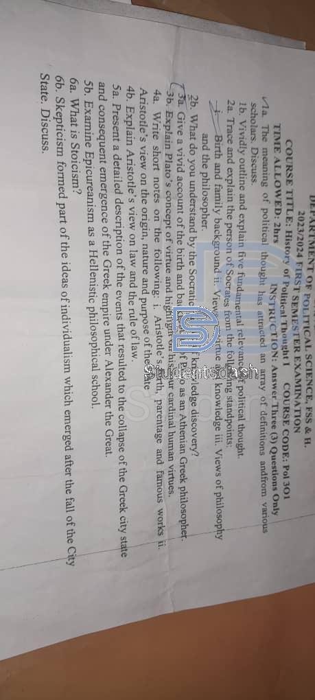 POL 301 Past Questions and Answers