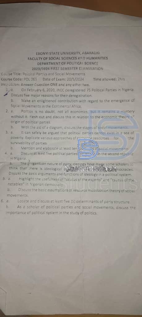 POL 363 Past Questions and Answers