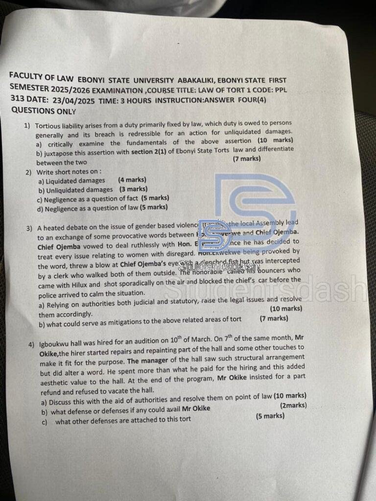 PPL 313 Past Questions and Answers 2025