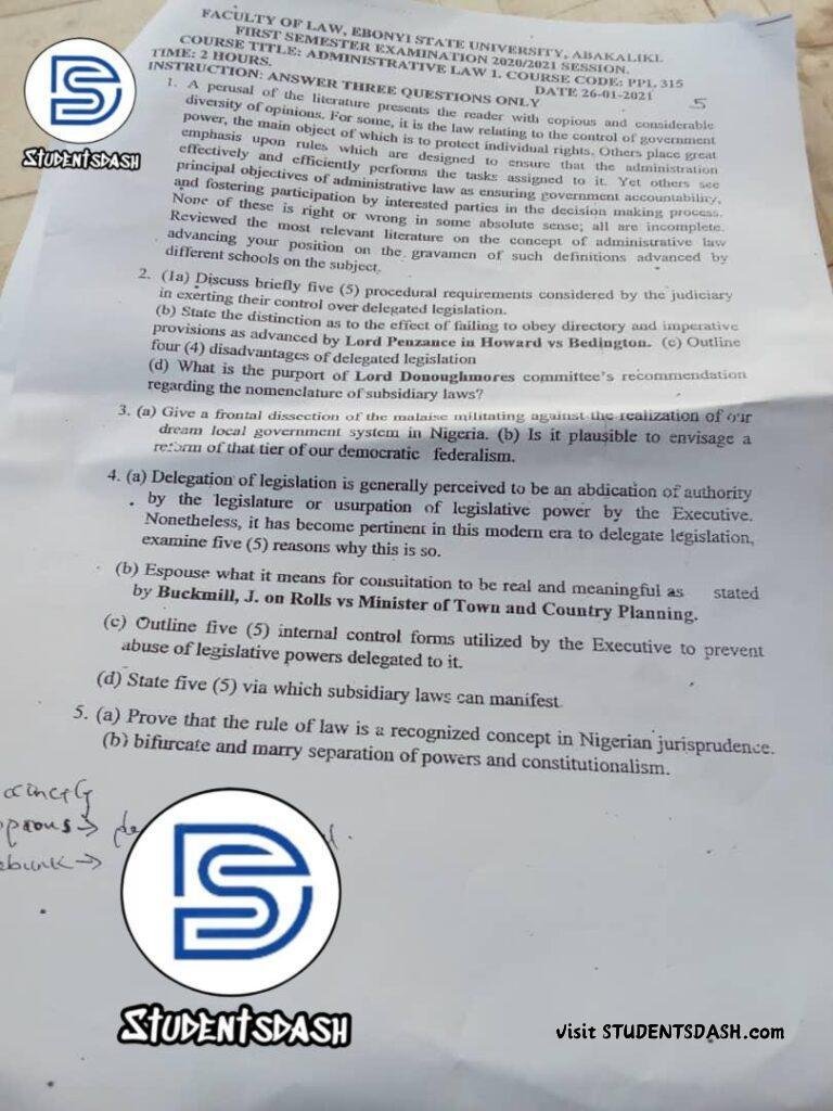 PPL 315 Past Questions and Answers