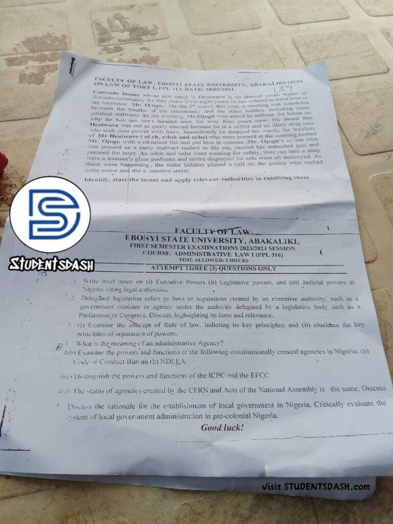 PPL 316 Past Questions and Answers