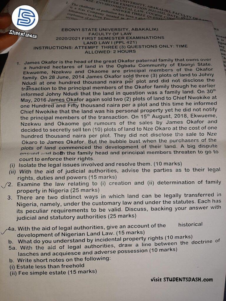 PPL 421 Past Questions and Answers