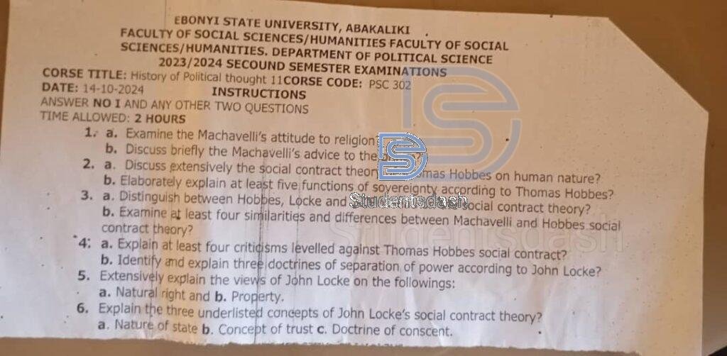 PSC 302 past Questions and Answers