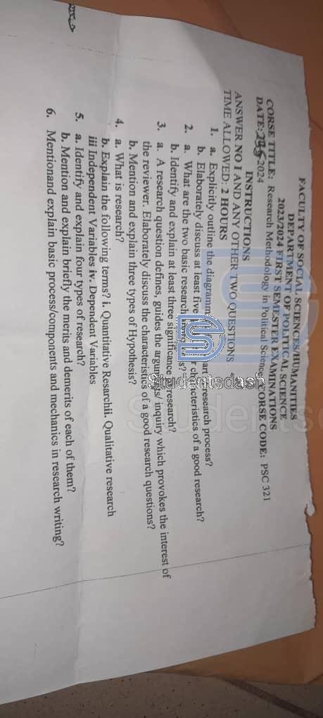 PSC 321 Past Questions and Answers