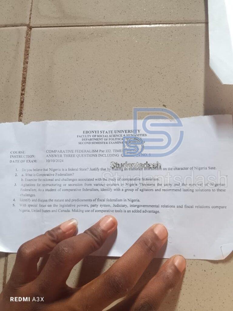 PSC 332 Past Questions and Answers