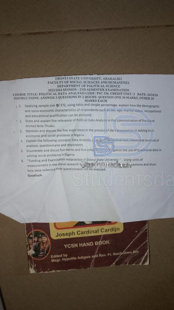 PSC 336 Past Questions and Answers