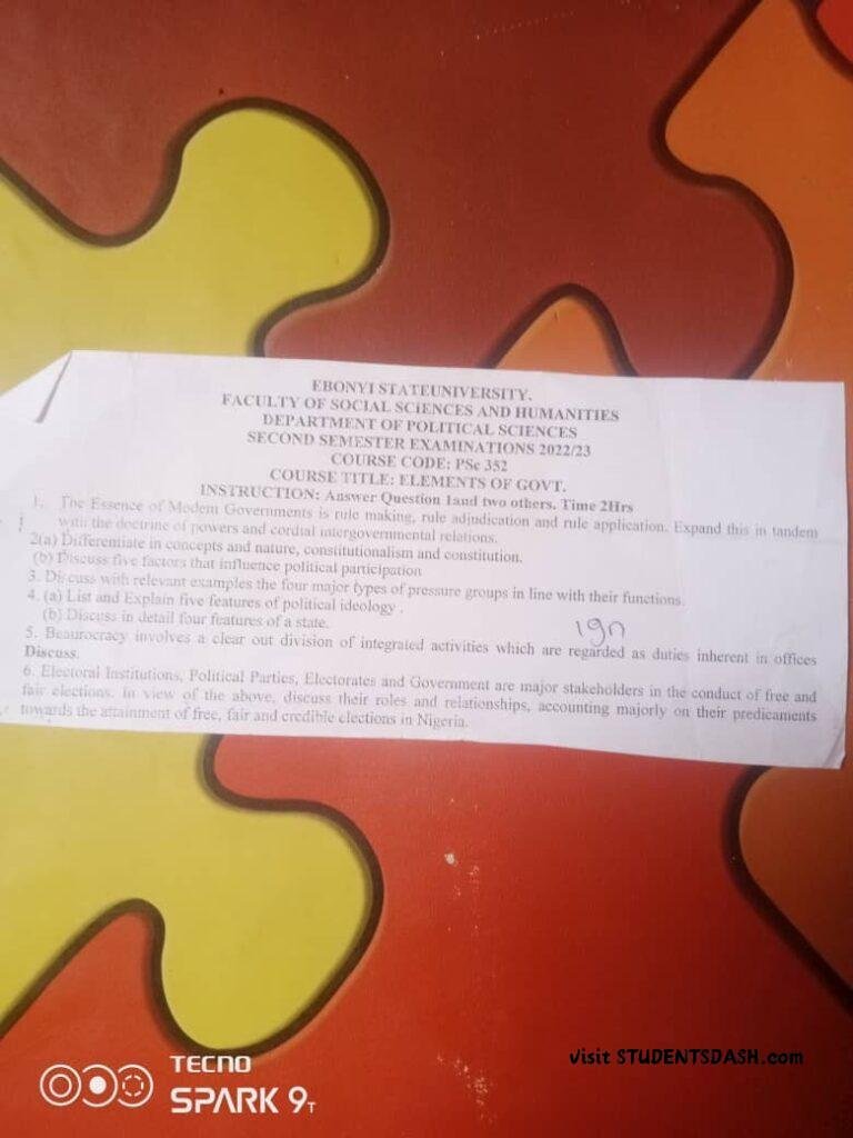 PSC 352 Past Questions and Answers
