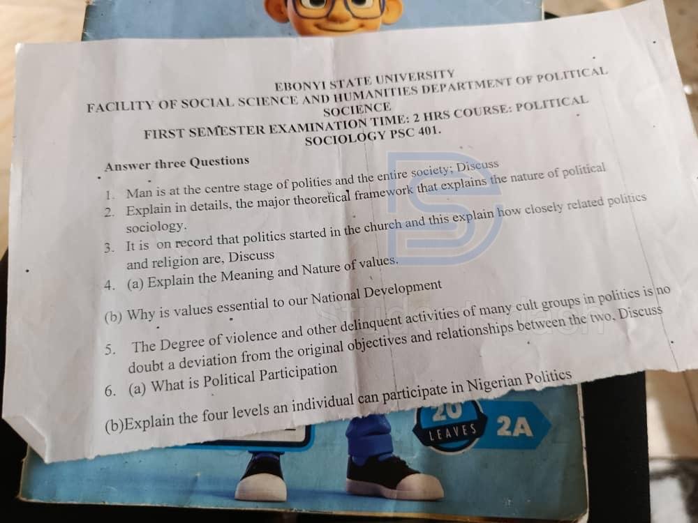 PSC 401 Past Questions and Answers