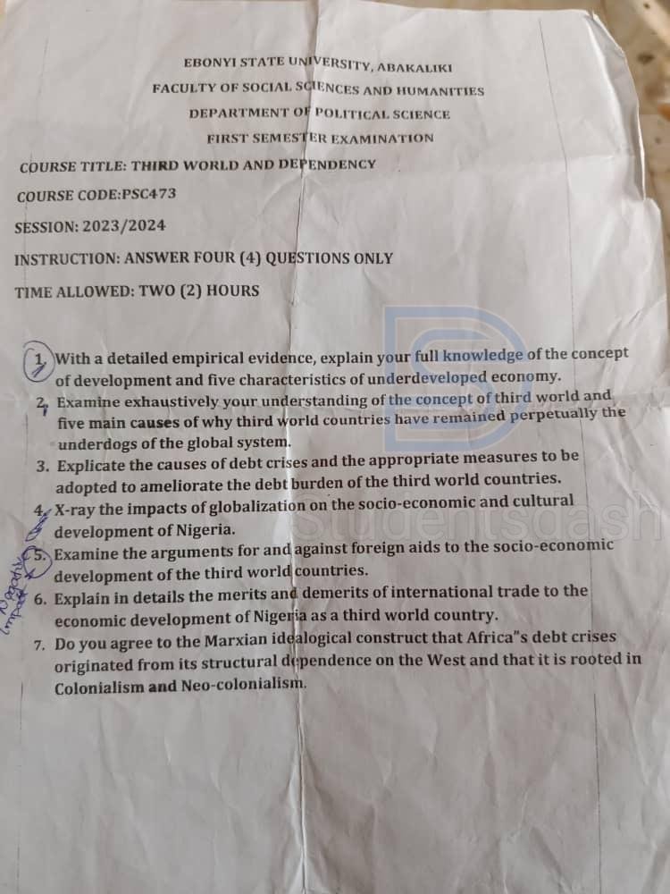 PSC 473 Past Questions and Answers