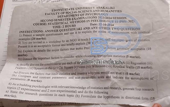 PSY 302 Past Questions and Answers