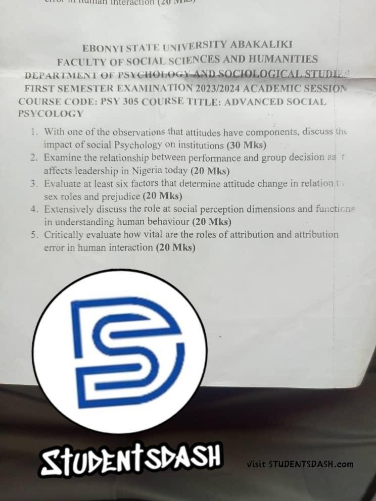 PSY 305 Past Questions and Answers