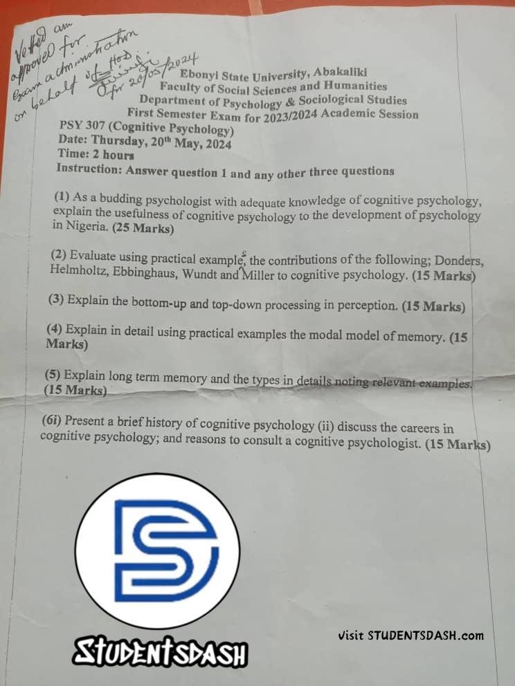 PSY 307 Past Questions and Answers