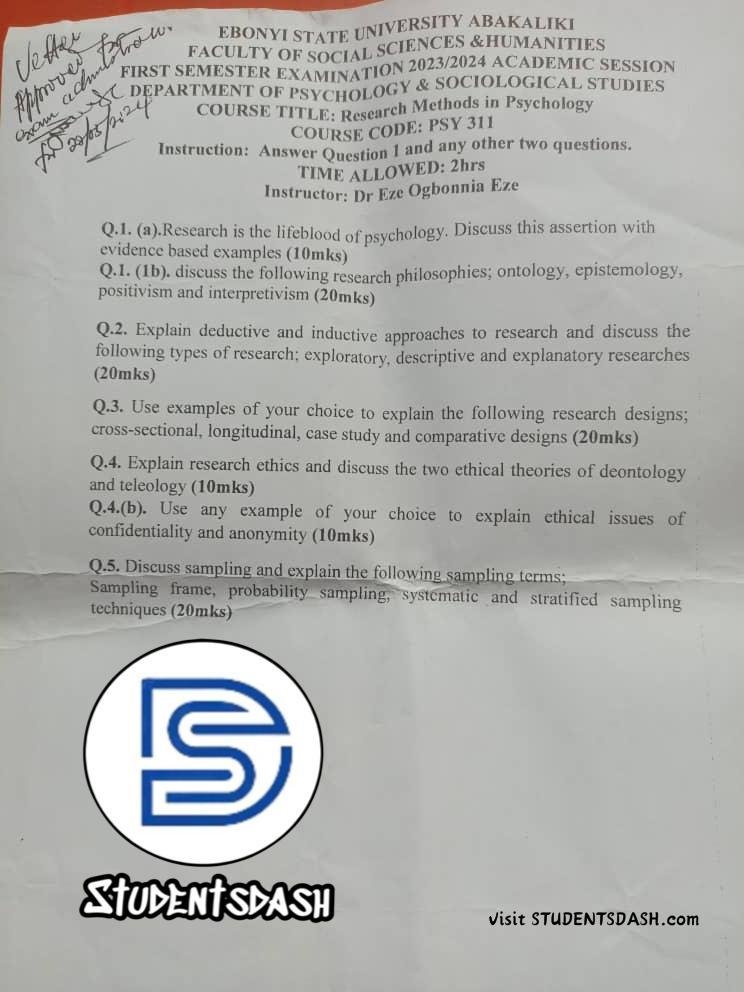 PSY 311 Past Questions and Answers