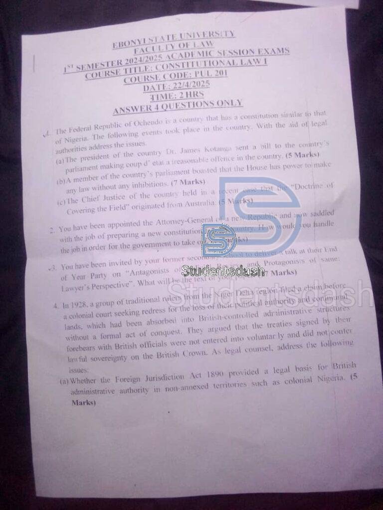 PUL 201 Past Questions and Answers 2025