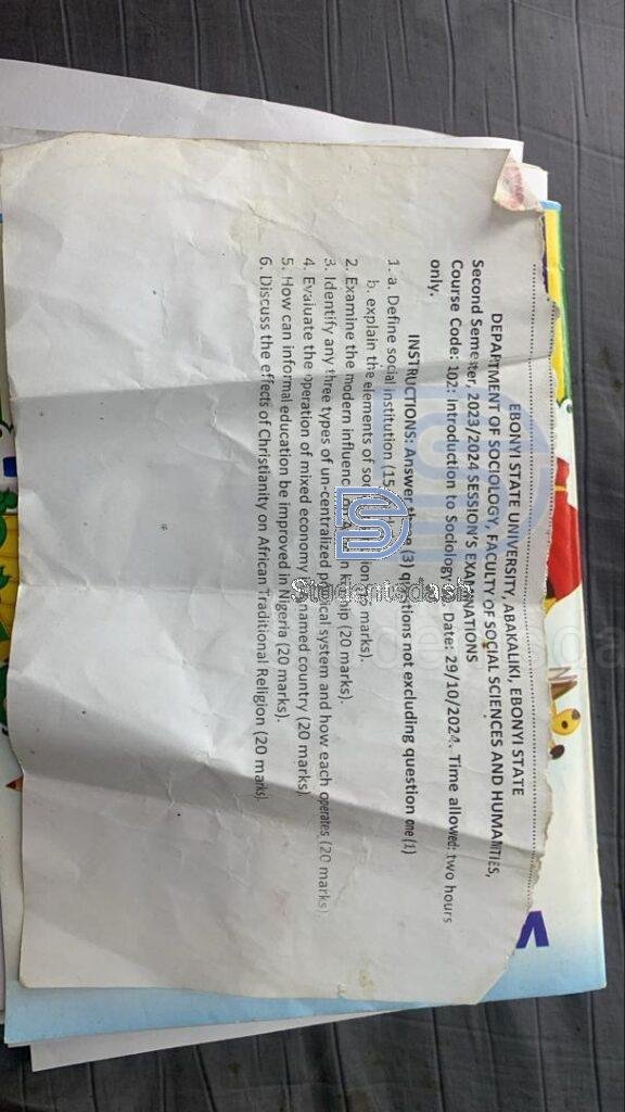 SOC 102 past Questions and Answers