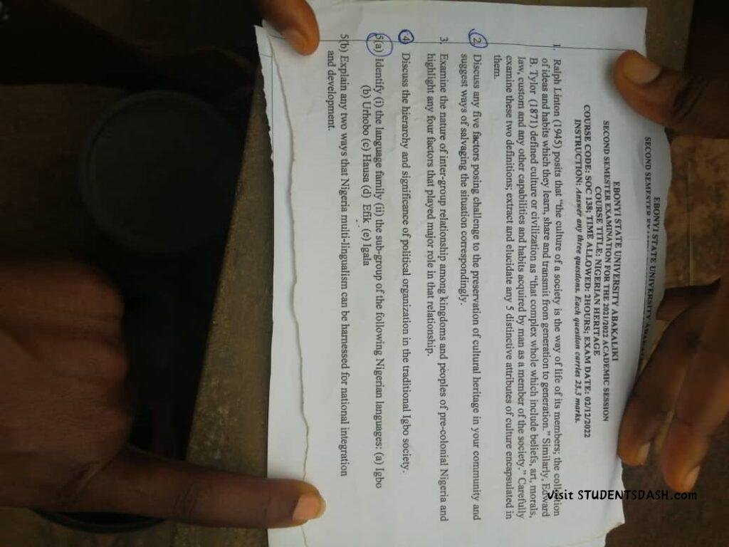 SOC 138 Past Questions and Answers